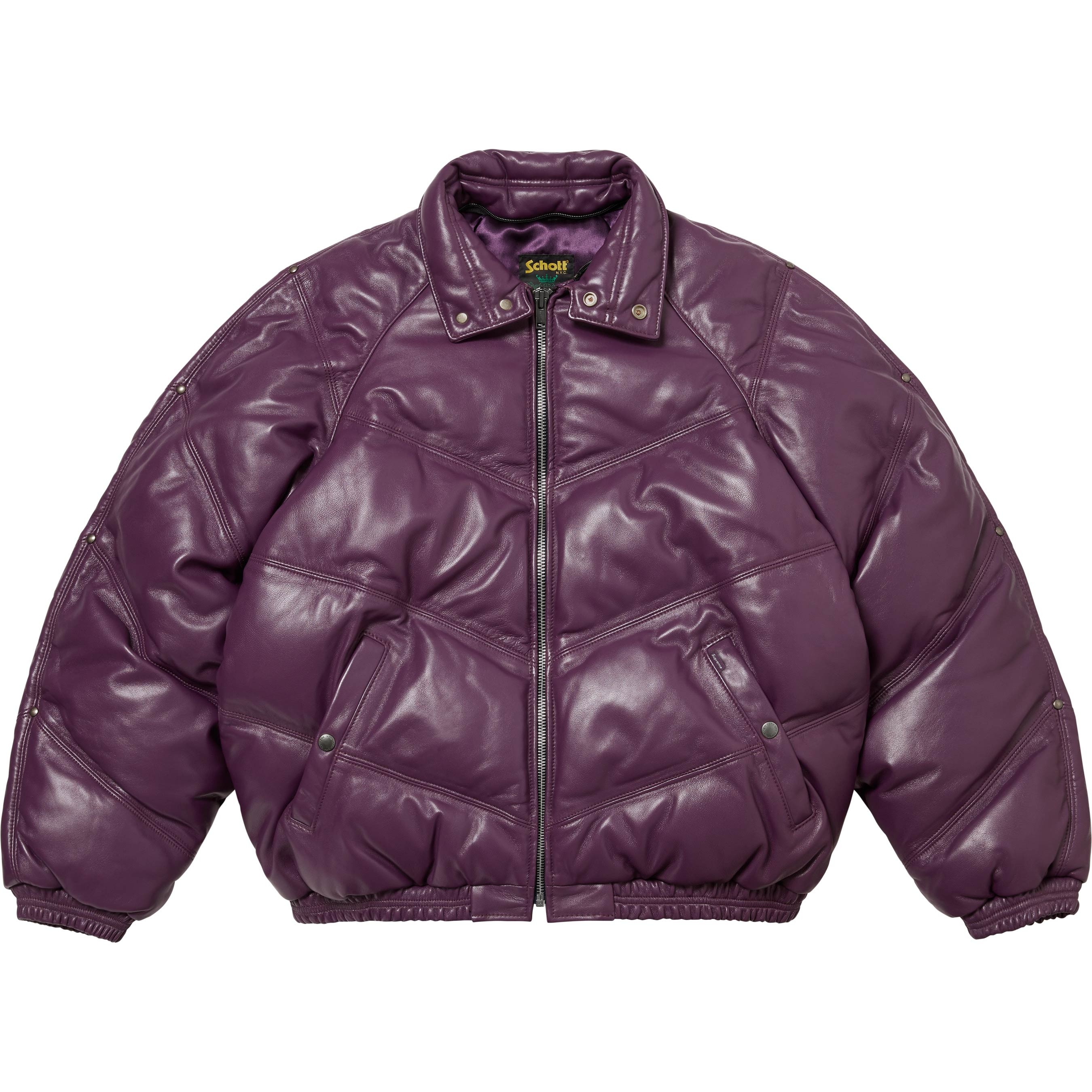 Supreme®/Schott® Chevron Leather Down Puffer Jacket view 7